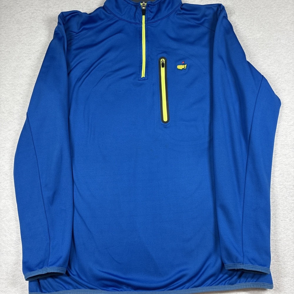 Masters Tech Golf Pullover Mens Large Quarter 1/4 Zip Royal Blue Augusta Stretch